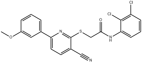 2-{[3-cyano-6-(3-methoxyphenyl)-2-pyridinyl]sulfanyl}-N-(2,3-dichlorophenyl)acetamide 结构式