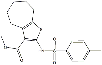 methyl 2-{[(4-methylphenyl)sulfonyl]amino}-5,6,7,8-tetrahydro-4H-cyclohepta[b]thiophene-3-carboxylate 结构式