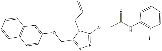 2-({4-allyl-5-[(2-naphthyloxy)methyl]-4H-1,2,4-triazol-3-yl}sulfanyl)-N-(2-methylphenyl)acetamide 结构式