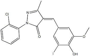 2-(2-chlorophenyl)-4-(4-hydroxy-3-iodo-5-methoxybenzylidene)-5-methyl-2,4-dihydro-3H-pyrazol-3-one 结构式