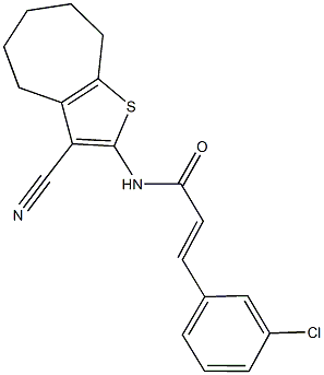 3-(3-chlorophenyl)-N-(3-cyano-5,6,7,8-tetrahydro-4H-cyclohepta[b]thien-2-yl)acrylamide 结构式