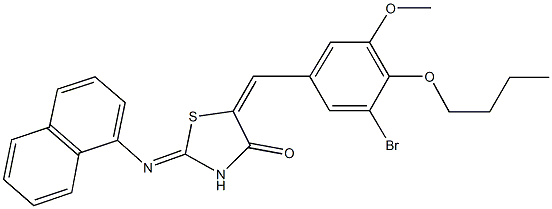 5-(3-bromo-4-butoxy-5-methoxybenzylidene)-2-(1-naphthylimino)-1,3-thiazolidin-4-one 结构式