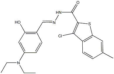 3-chloro-N'-[4-(diethylamino)-2-hydroxybenzylidene]-6-methyl-1-benzothiophene-2-carbohydrazide 结构式