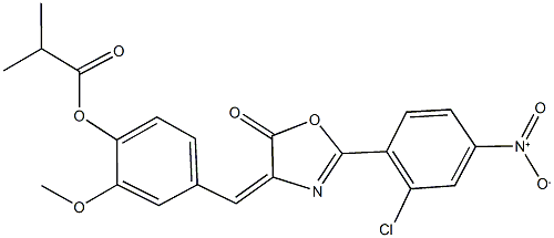 4-[(2-{2-chloro-4-nitrophenyl}-5-oxo-1,3-oxazol-4(5H)-ylidene)methyl]-2-methoxyphenyl 2-methylpropanoate 结构式