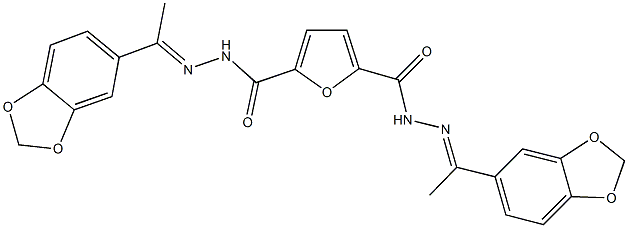 N'~2~,N'~5~-bis[1-(1,3-benzodioxol-5-yl)ethylidene]-2,5-furandicarbohydrazide 结构式