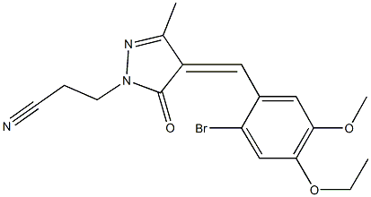 3-[4-(2-bromo-4-ethoxy-5-methoxybenzylidene)-3-methyl-5-oxo-4,5-dihydro-1H-pyrazol-1-yl]propanenitrile 结构式