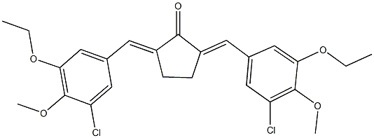 2,5-bis(3-chloro-5-ethoxy-4-methoxybenzylidene)cyclopentanone 结构式