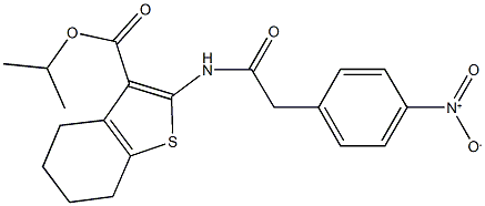 isopropyl 2-[({4-nitrophenyl}acetyl)amino]-4,5,6,7-tetrahydro-1-benzothiophene-3-carboxylate 结构式