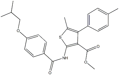 methyl 2-[(4-isobutoxybenzoyl)amino]-5-methyl-4-(4-methylphenyl)-3-thiophenecarboxylate 结构式