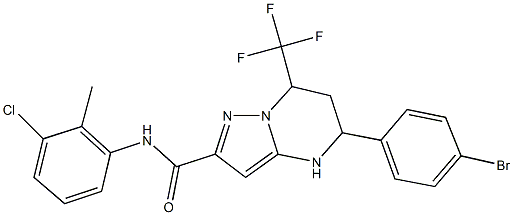 5-(4-bromophenyl)-N-(3-chloro-2-methylphenyl)-7-(trifluoromethyl)-4,5,6,7-tetrahydropyrazolo[1,5-a]pyrimidine-2-carboxamide 结构式
