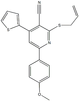 2-(allylsulfanyl)-6-(4-methoxyphenyl)-4-thien-2-ylnicotinonitrile 结构式