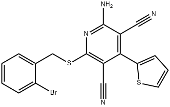 2-amino-6-[(2-bromobenzyl)sulfanyl]-4-(2-thienyl)-3,5-pyridinedicarbonitrile 结构式