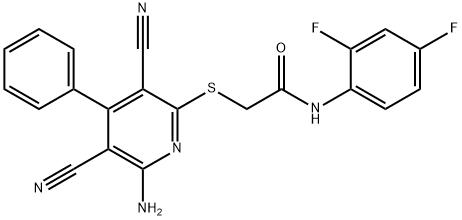 2-[(6-amino-3,5-dicyano-4-phenyl-2-pyridinyl)sulfanyl]-N-(2,4-difluorophenyl)acetamide 结构式