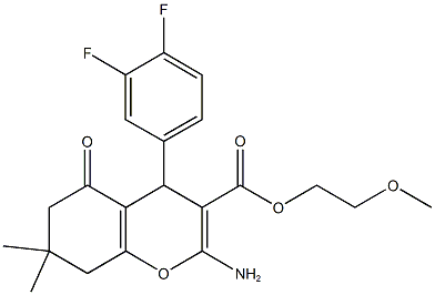 2-methoxyethyl 2-amino-4-(3,4-difluorophenyl)-7,7-dimethyl-5-oxo-5,6,7,8-tetrahydro-4H-chromene-3-carboxylate 结构式