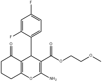 2-methoxyethyl 2-amino-4-(2,4-difluorophenyl)-5-oxo-5,6,7,8-tetrahydro-4H-chromene-3-carboxylate 结构式