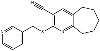 2-[(3-pyridinylmethyl)sulfanyl]-6,7,8,9-tetrahydro-5H-cyclohepta[b]pyridine-3-carbonitrile 结构式