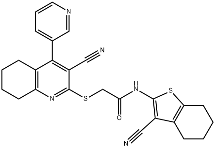 2-{[3-cyano-4-(3-pyridinyl)-5,6,7,8-tetrahydro-2-quinolinyl]sulfanyl}-N-(3-cyano-4,5,6,7-tetrahydro-1-benzothien-2-yl)acetamide 结构式