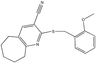 2-[(2-methoxybenzyl)sulfanyl]-6,7,8,9-tetrahydro-5H-cyclohepta[b]pyridine-3-carbonitrile 结构式