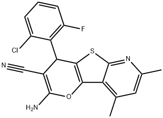 2-amino-4-(2-chloro-6-fluorophenyl)-7,9-dimethyl-4H-pyrano[2',3':4,5]thieno[2,3-b]pyridine-3-carbonitrile 结构式