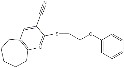 2-[(2-phenoxyethyl)sulfanyl]-6,7,8,9-tetrahydro-5H-cyclohepta[b]pyridine-3-carbonitrile 结构式