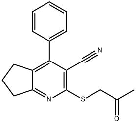 2-[(2-oxopropyl)sulfanyl]-4-phenyl-6,7-dihydro-5H-cyclopenta[b]pyridine-3-carbonitrile 结构式