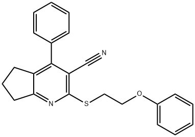 2-[(2-phenoxyethyl)sulfanyl]-4-phenyl-6,7-dihydro-5H-cyclopenta[b]pyridine-3-carbonitrile 结构式