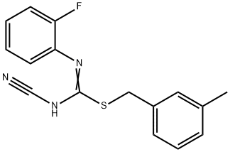 3-methylbenzyl N'-cyano-N-(2-fluorophenyl)imidothiocarbamate 结构式