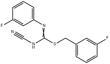 3-fluorobenzyl N'-cyano-N-(3-fluorophenyl)imidothiocarbamate 结构式