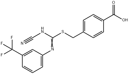 4-[({(cyanoimino)[3-(trifluoromethyl)anilino]methyl}sulfanyl)methyl]benzoic acid 结构式