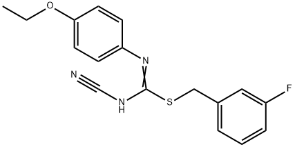 3-fluorobenzyl N'-cyano-N-(4-ethoxyphenyl)imidothiocarbamate 结构式