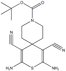 tert-butyl 2,4-diamino-1,5-dicyano-3-thia-9-azaspiro[5.5]undeca-1,4-diene-9-carboxylate 结构式