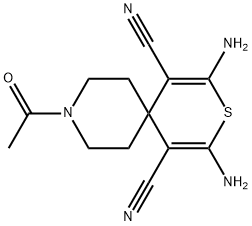 9-acetyl-2,4-diamino-3-thia-9-azaspiro[5.5]undeca-1,4-diene-1,5-dicarbonitrile 结构式