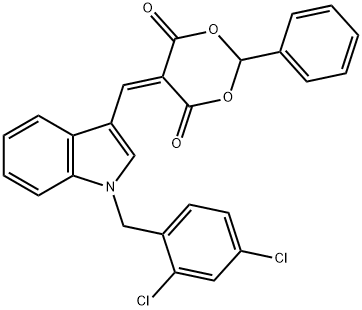 5-{[1-(2,4-dichlorobenzyl)-1H-indol-3-yl]methylene}-2-phenyl-1,3-dioxane-4,6-dione 结构式