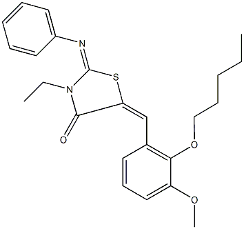3-ethyl-5-[3-methoxy-2-(pentyloxy)benzylidene]-2-(phenylimino)-1,3-thiazolidin-4-one 结构式