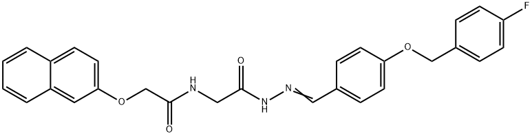 N-[2-(2-{4-[(4-fluorobenzyl)oxy]benzylidene}hydrazino)-2-oxoethyl]-2-(2-naphthyloxy)acetamide 结构式
