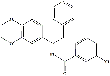 3-chloro-N-[1-(3,4-dimethoxyphenyl)-2-phenylethyl]benzamide 结构式