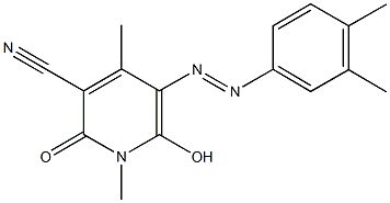 5-[(3,4-dimethylphenyl)diazenyl]-6-hydroxy-1,4-dimethyl-2-oxo-1,2-dihydro-3-pyridinecarbonitrile 结构式