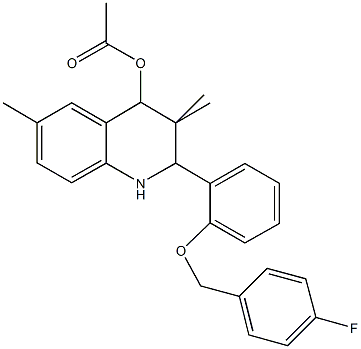 2-{2-[(4-fluorobenzyl)oxy]phenyl}-3,3,6-trimethyl-1,2,3,4-tetrahydro-4-quinolinyl acetate 结构式