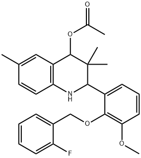 2-{2-[(2-fluorobenzyl)oxy]-3-methoxyphenyl}-3,3,6-trimethyl-1,2,3,4-tetrahydro-4-quinolinyl acetate 结构式