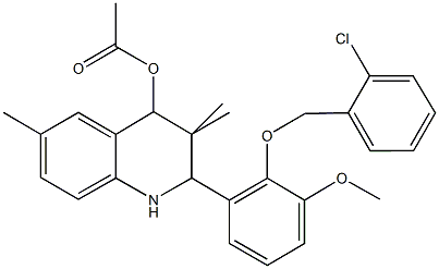 2-{2-[(2-chlorobenzyl)oxy]-3-methoxyphenyl}-3,3,6-trimethyl-1,2,3,4-tetrahydro-4-quinolinyl acetate 结构式