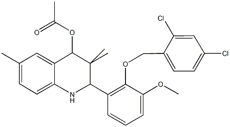 2-{2-[(2,4-dichlorobenzyl)oxy]-3-methoxyphenyl}-3,3,6-trimethyl-1,2,3,4-tetrahydro-4-quinolinyl acetate 结构式