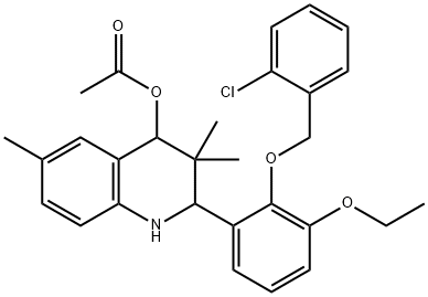 2-{2-[(2-chlorobenzyl)oxy]-3-ethoxyphenyl}-3,3,6-trimethyl-1,2,3,4-tetrahydro-4-quinolinyl acetate 结构式