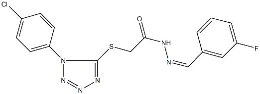 2-{[1-(4-chlorophenyl)-1H-tetraazol-5-yl]sulfanyl}-N'-(3-fluorobenzylidene)acetohydrazide 结构式