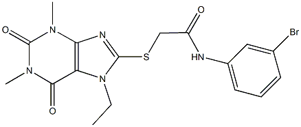 N-(3-bromophenyl)-2-[(7-ethyl-1,3-dimethyl-2,6-dioxo-2,3,6,7-tetrahydro-1H-purin-8-yl)sulfanyl]acetamide 结构式