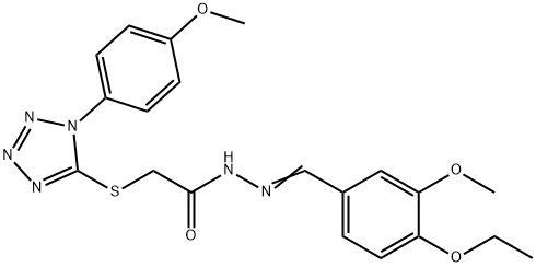 N'-(4-ethoxy-3-methoxybenzylidene)-2-{[1-(4-methoxyphenyl)-1H-tetraazol-5-yl]sulfanyl}acetohydrazide 结构式