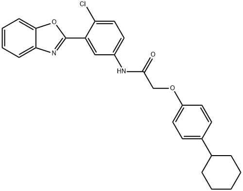 N-[3-(1,3-benzoxazol-2-yl)-4-chlorophenyl]-2-(4-cyclohexylphenoxy)acetamide 结构式