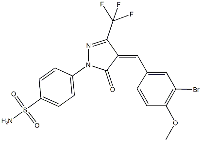 4-[4-(3-bromo-4-methoxybenzylidene)-5-oxo-3-(trifluoromethyl)-4,5-dihydro-1H-pyrazol-1-yl]benzenesulfonamide 结构式