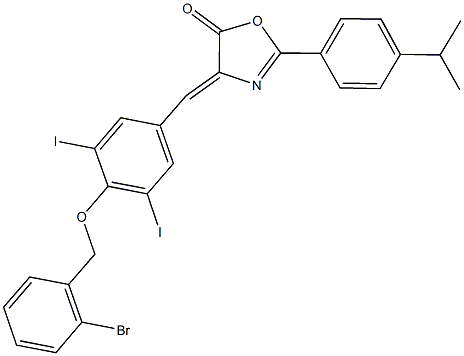 4-{4-[(2-bromobenzyl)oxy]-3,5-diiodobenzylidene}-2-(4-isopropylphenyl)-1,3-oxazol-5(4H)-one 结构式