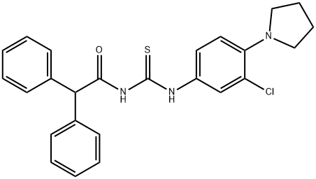 N-[3-chloro-4-(1-pyrrolidinyl)phenyl]-N'-(diphenylacetyl)thiourea 结构式