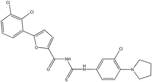 N-(3-chloro-4-pyrrolidin-1-ylphenyl)-N'-[5-(2,3-dichlorophenyl)-2-furoyl]thiourea 结构式